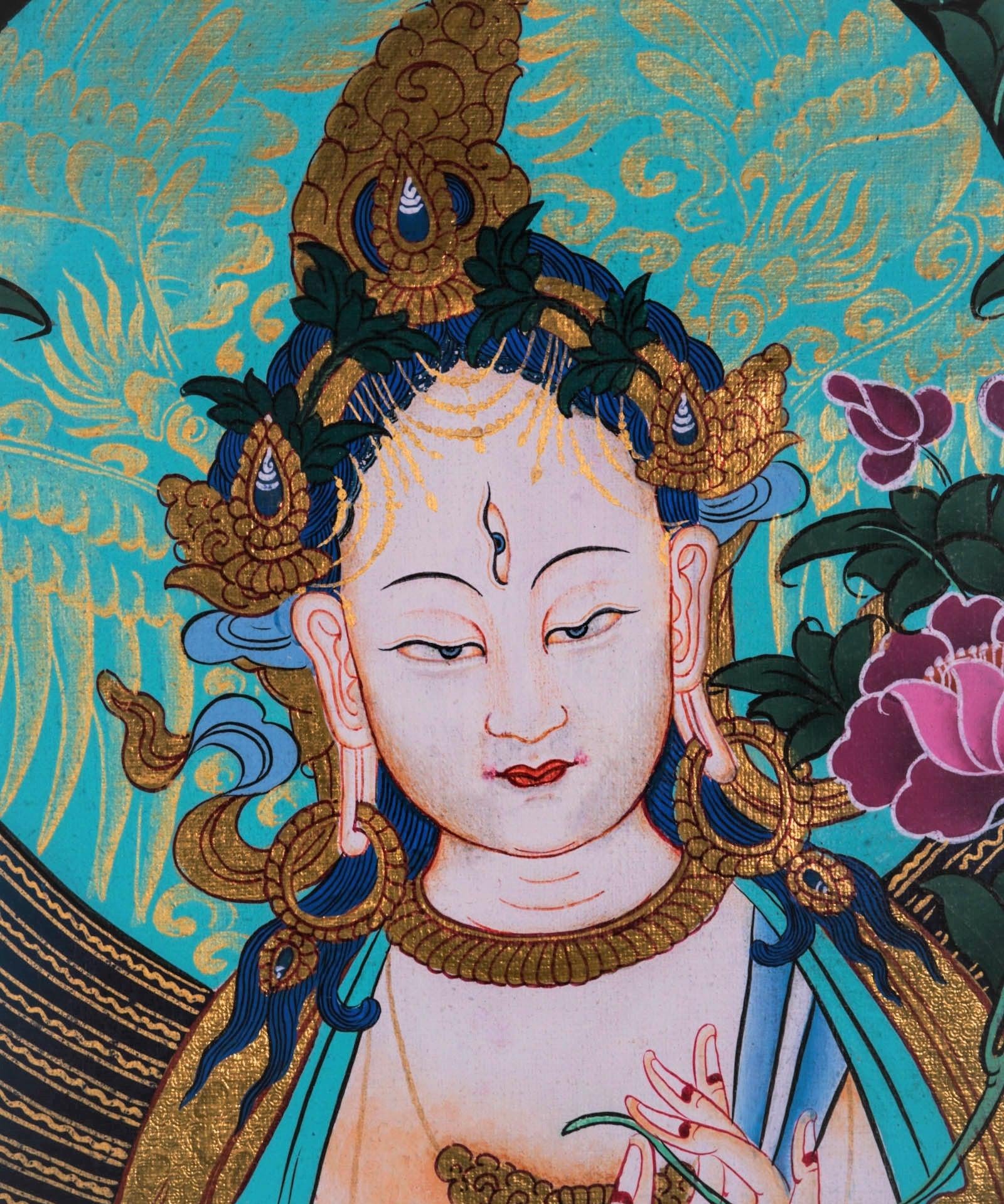 Thangka Painting of White Tara - Himalayas Shop
