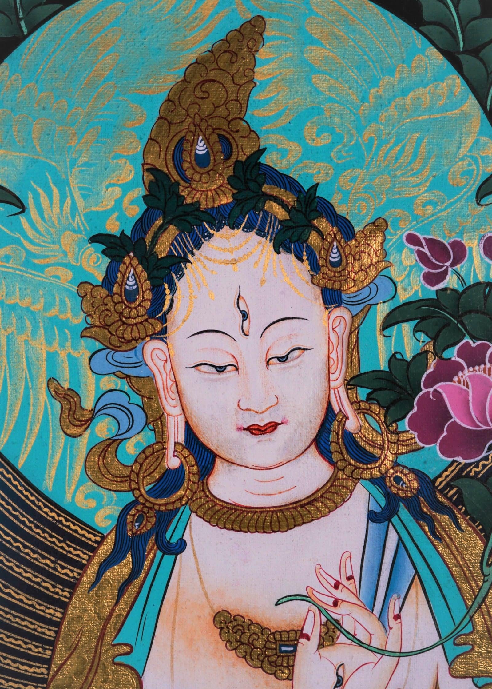 Thangka Painting of White Tara - Himalayas Shop