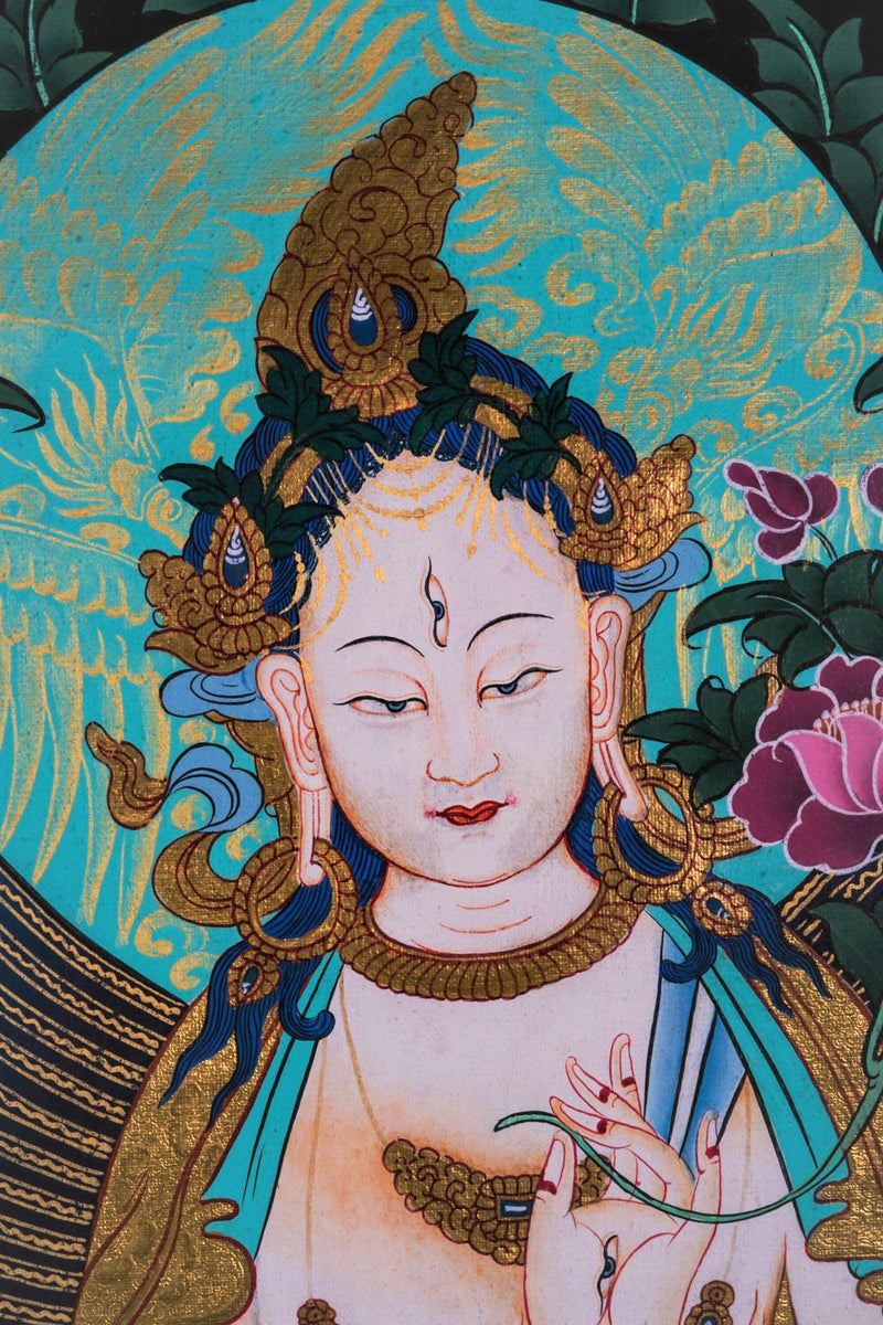 Thangka Painting of White Tara - Himalayas Shop