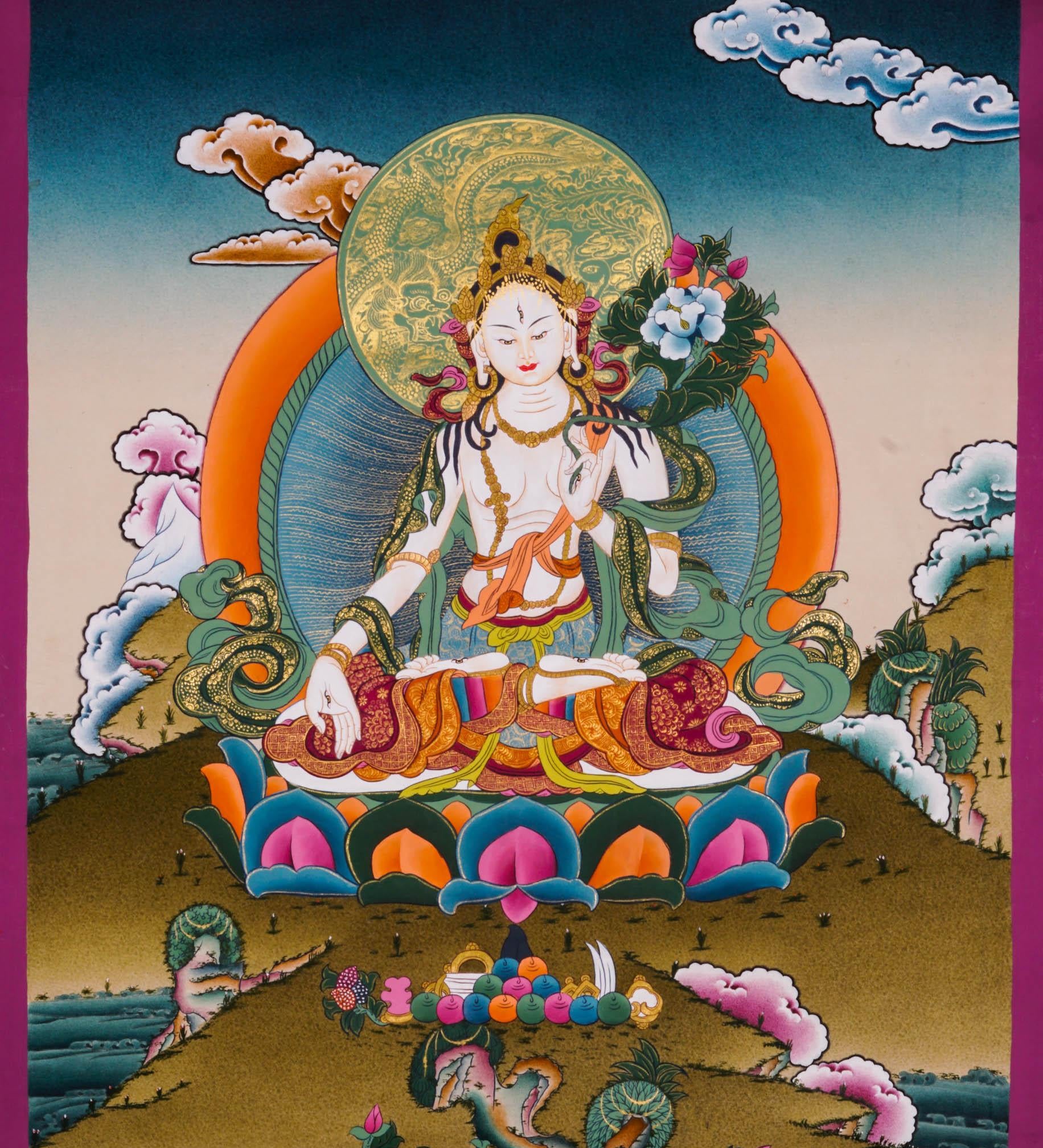 Chinese Tara Thangka Painting - Best handpainted thangka painting - HimalayasShop