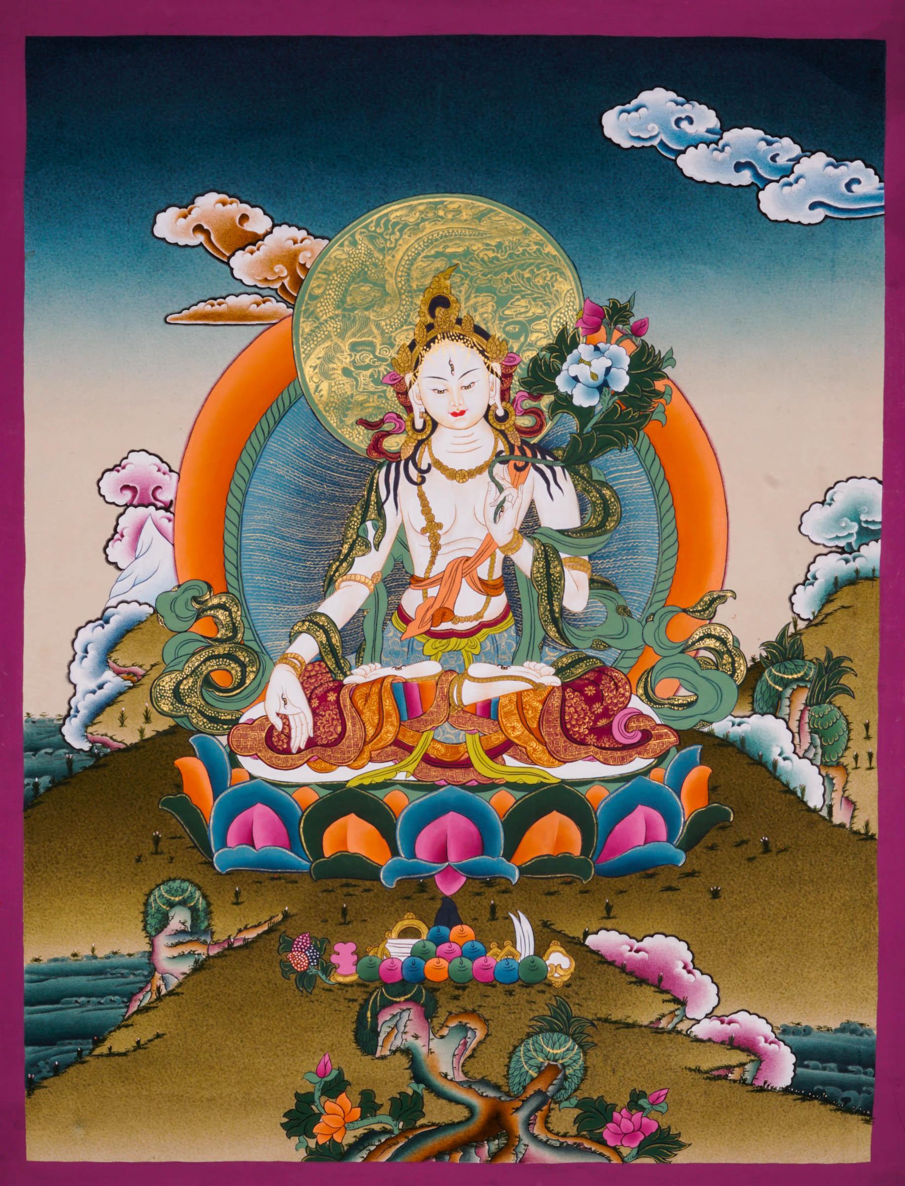 Chinese Tara Thangka Painting - Best handpainted thangka painting - HimalayasShop