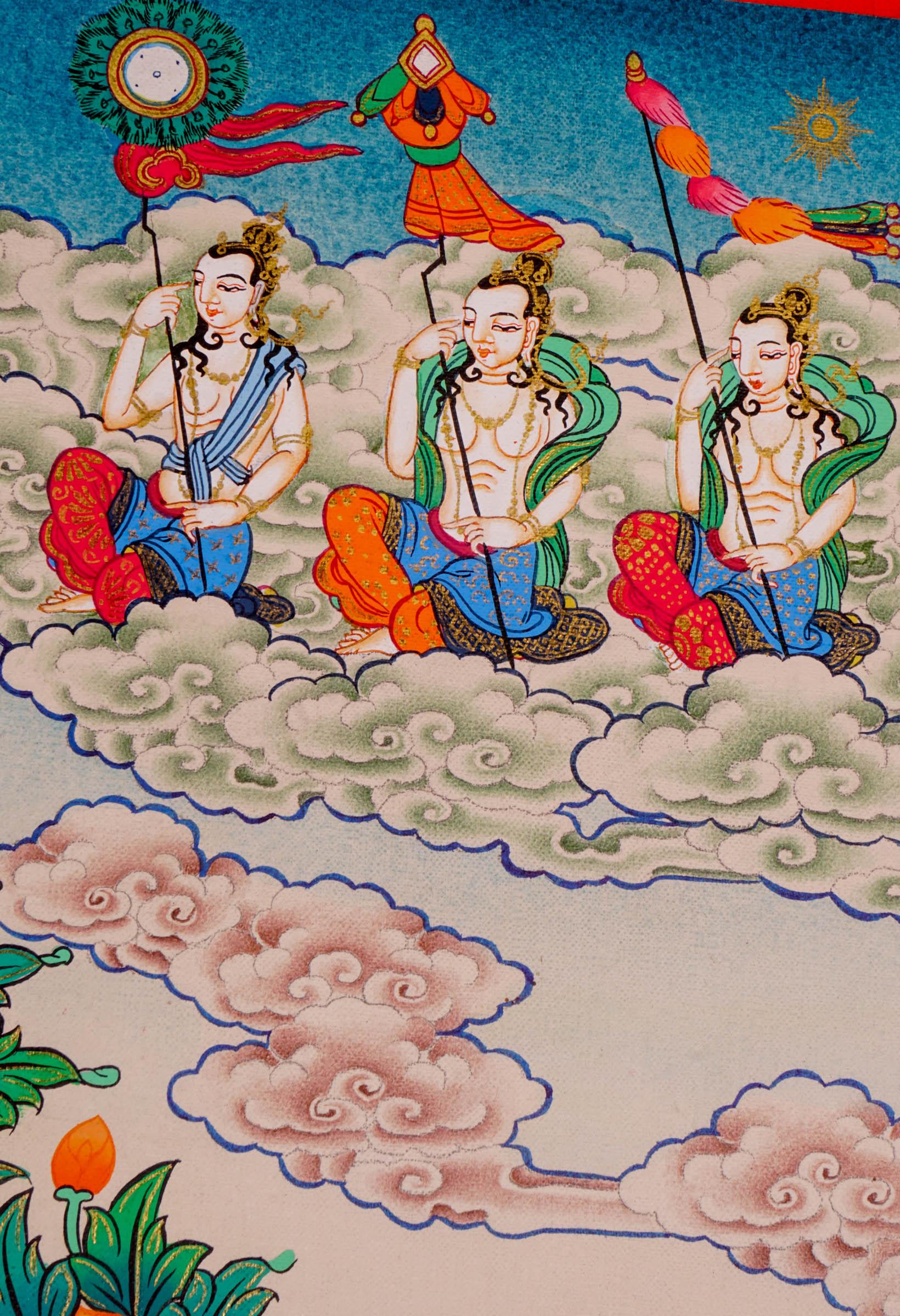 White Tara  Tibetan Thangka art female boddhisattva spiritual art for meditation and spiritual practice. 