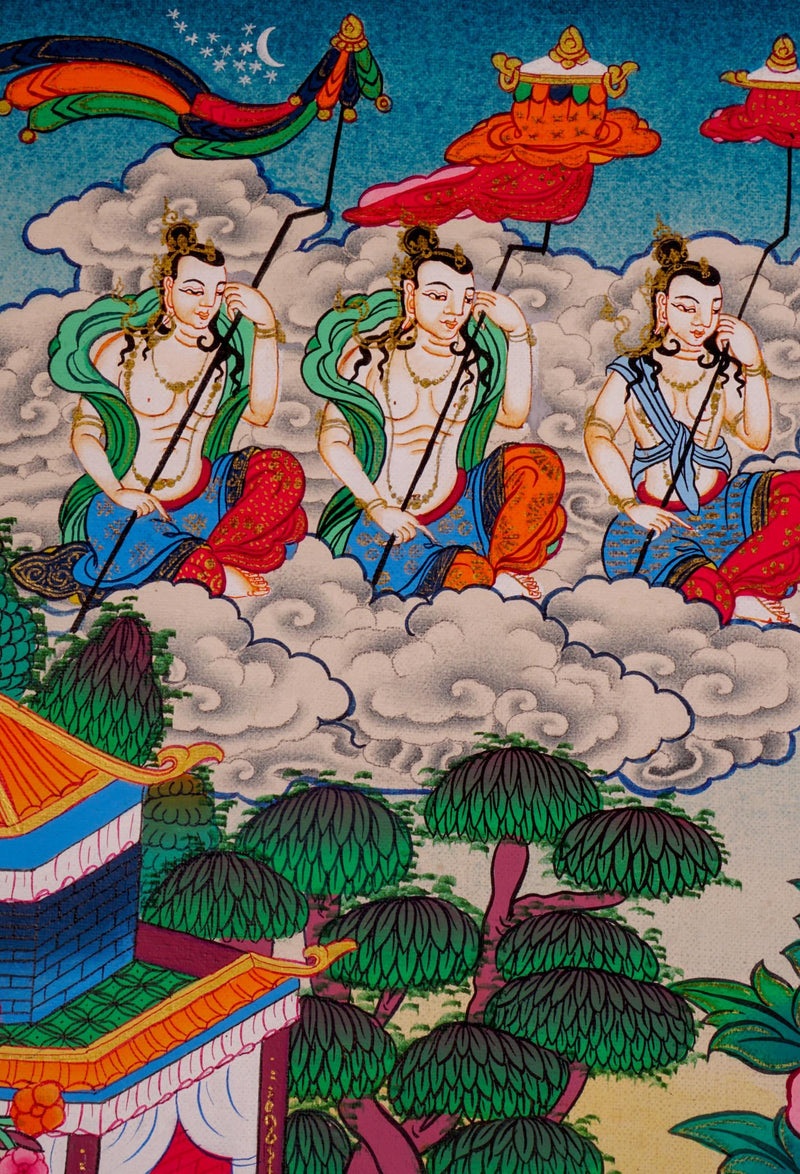 White Tara  Tibetan Thangka art female boddhisattva spiritual art for meditation and spiritual practice. 