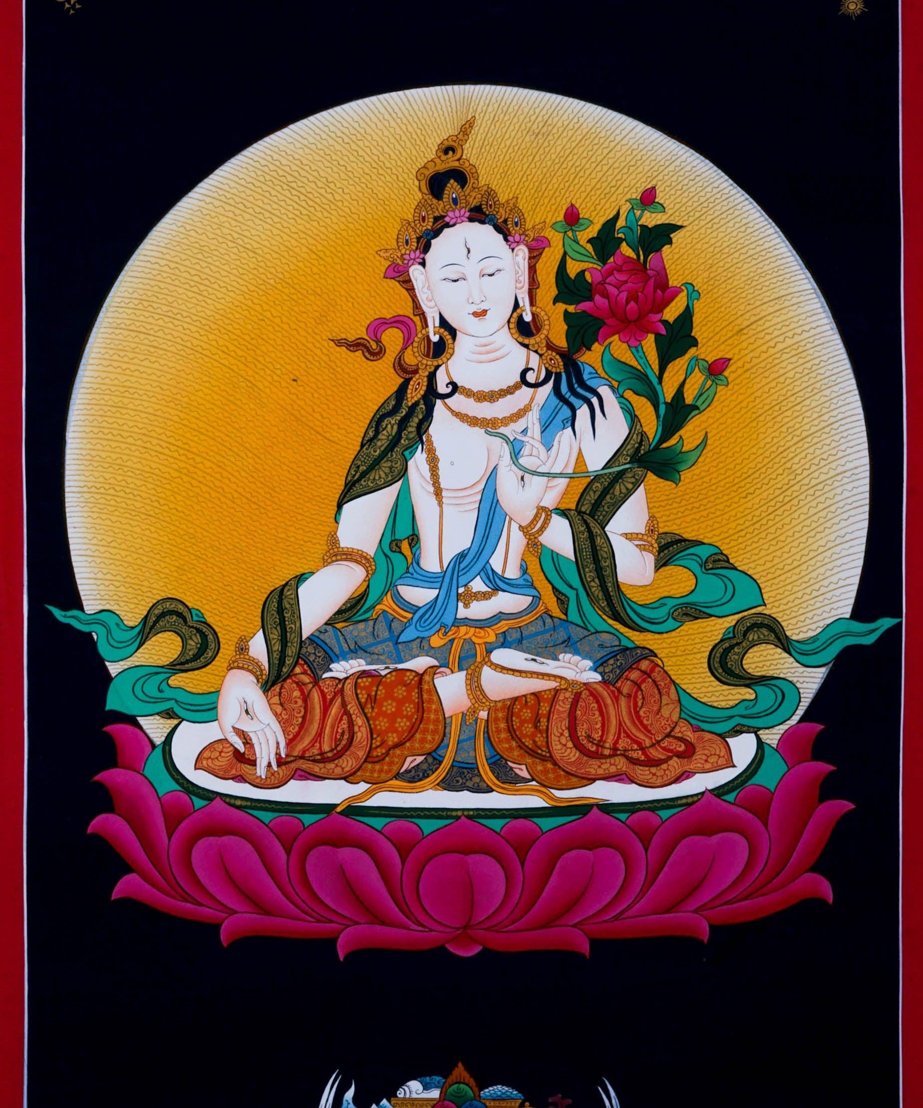 White Tara Thangka Art - HimalayasShop