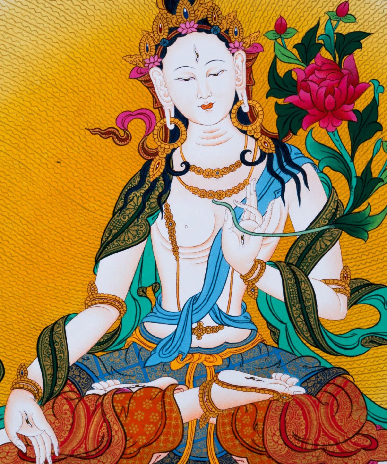 White Tara Thangka Art - Himalayas Shop
