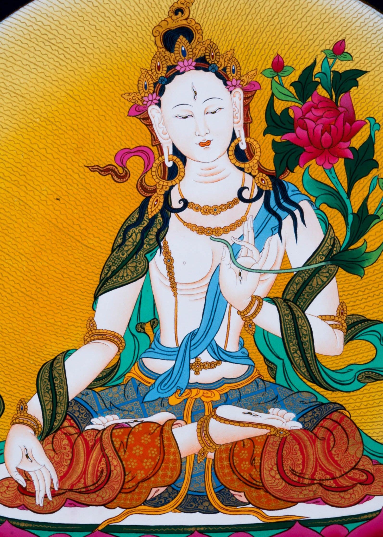 White Tara Thangka Art - Himalayas Shop