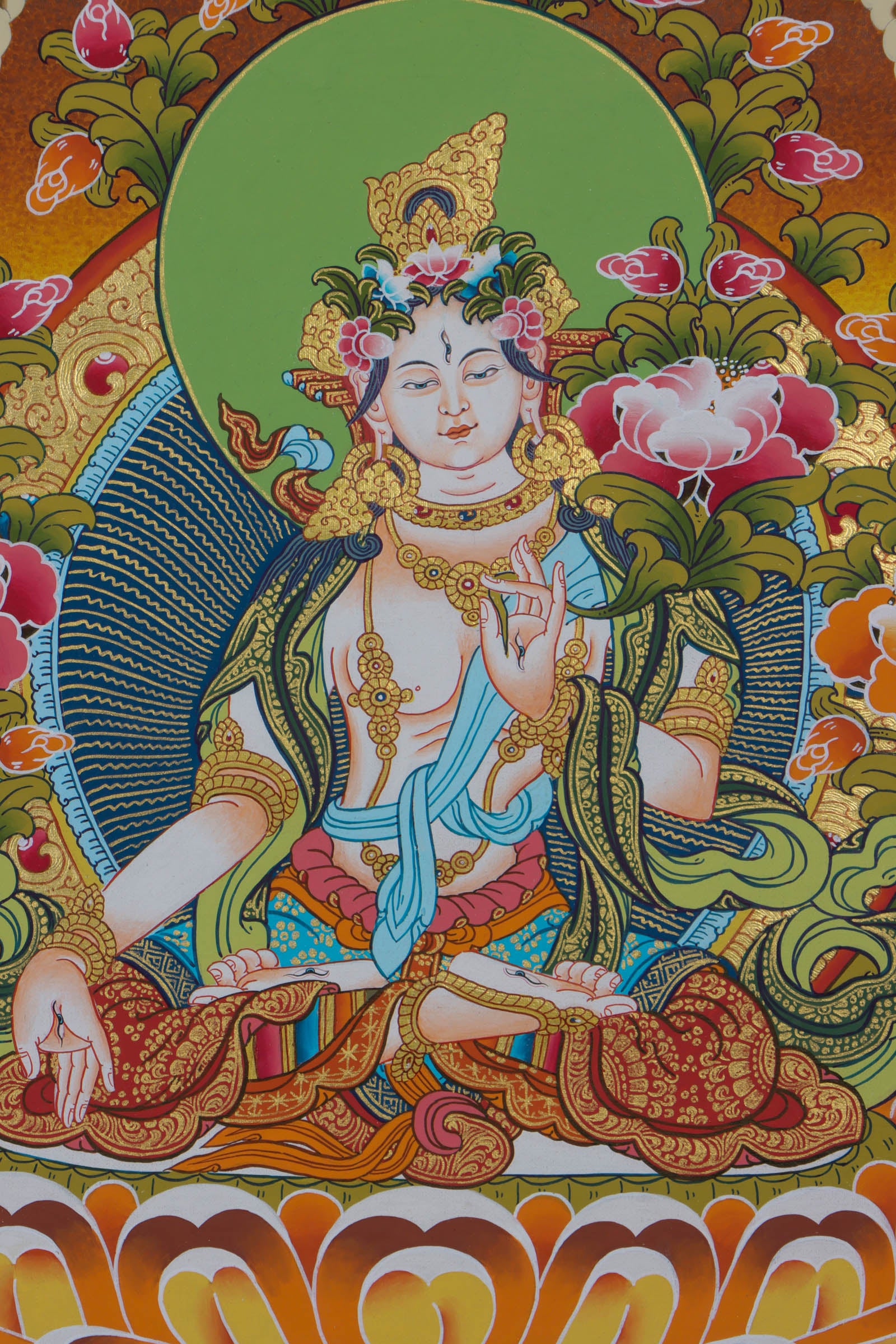 White Tara Thangka Painting - Handpainted Thangka Art - Himalayas Shop