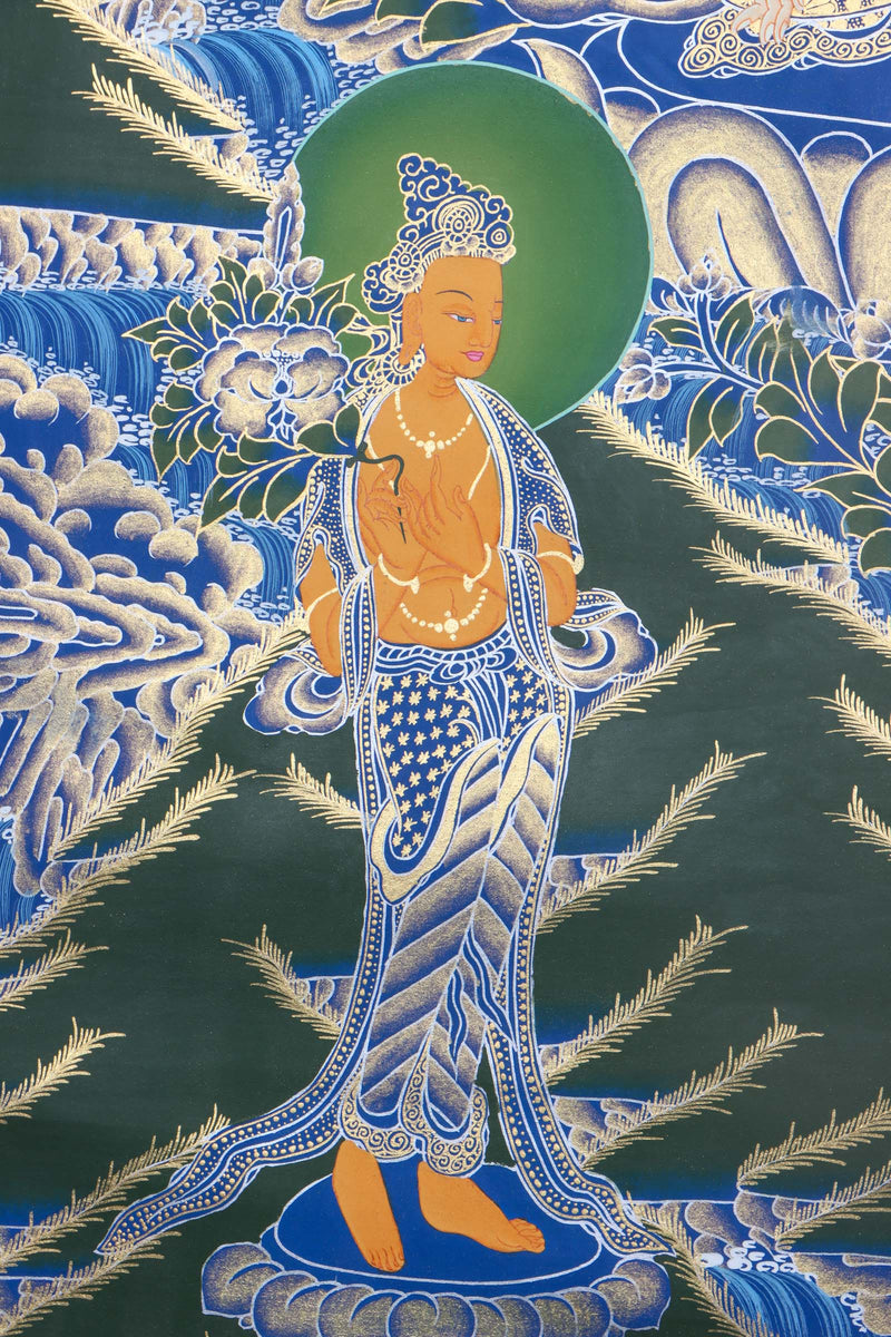 White Tara Thangka Painting - Painted by skillful artisan using only nature stone color - Himalayas Shop