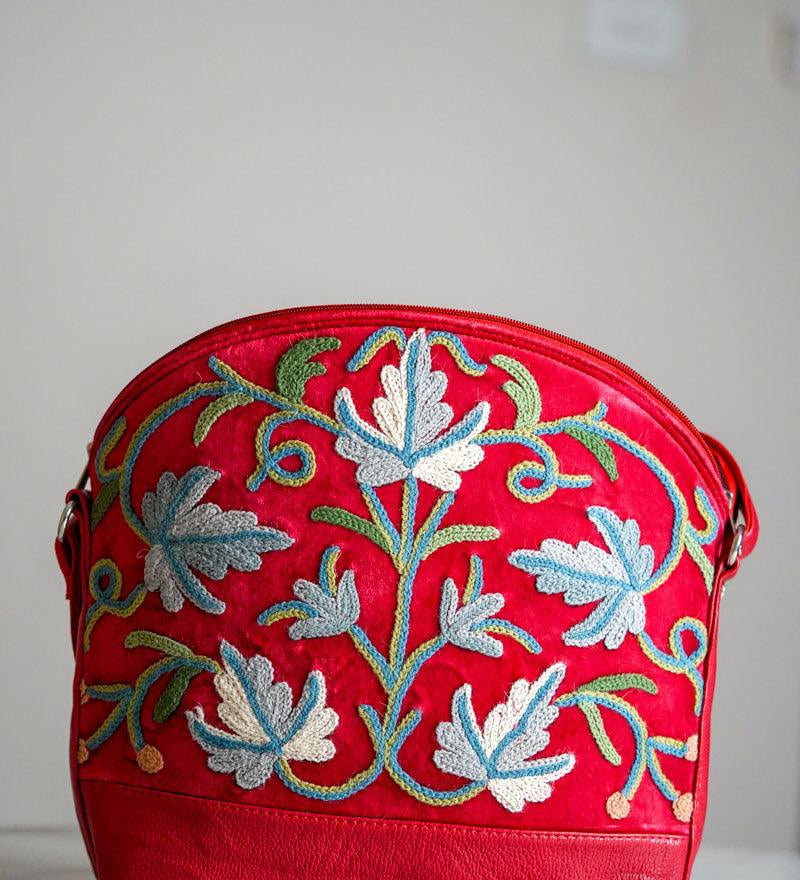Shoulder Handbag with Floral Embroidery - Himalayas Shop