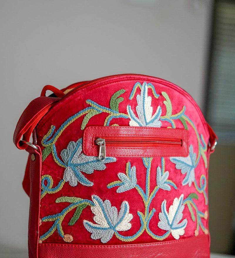 Shoulder Handbag with Floral Embroidery - Himalayas Shop