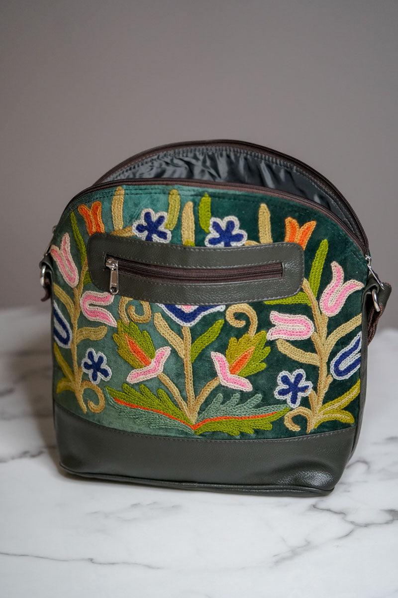Shoulder Handbag with Floral Embroidery - Himalayas Shop