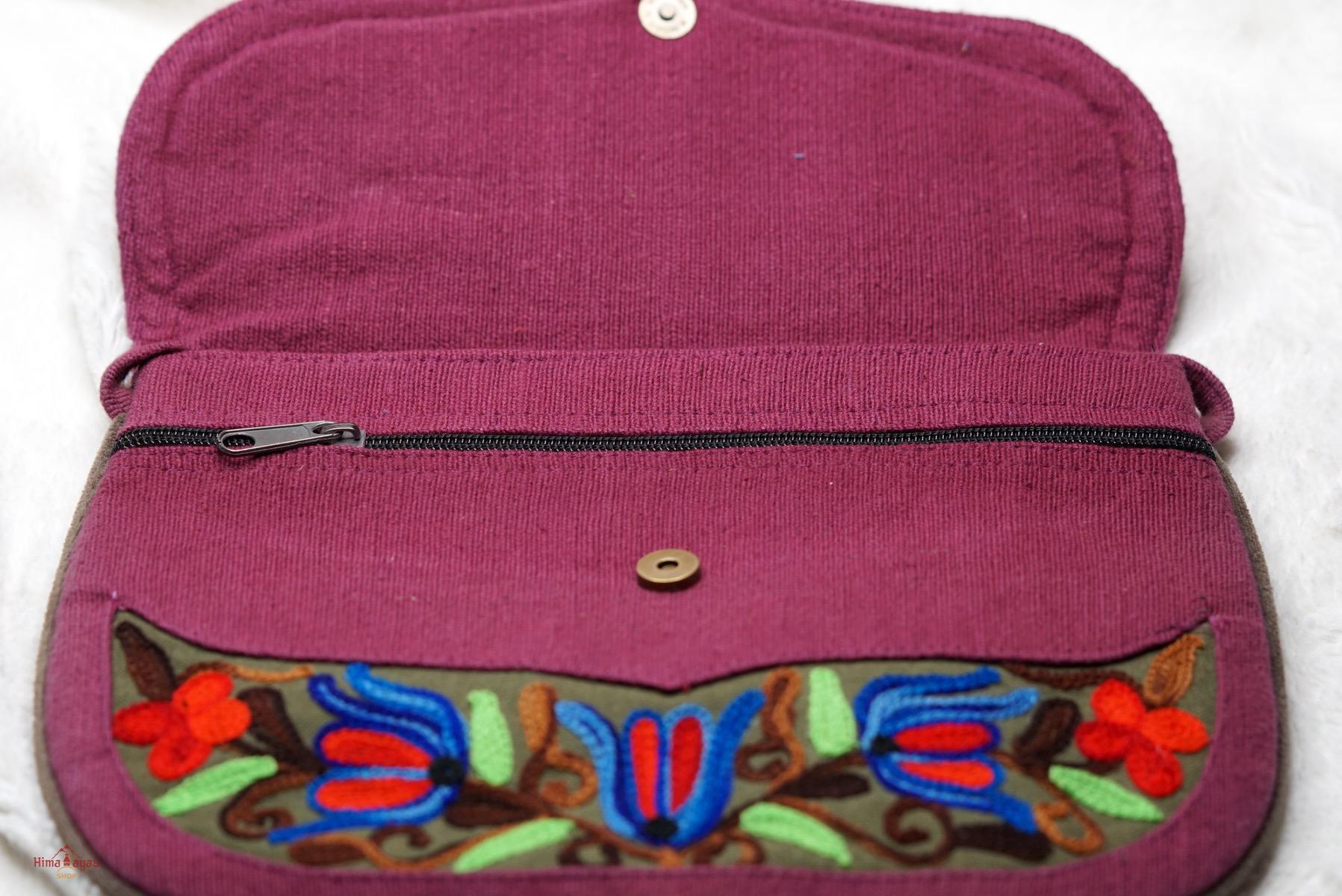 A unique style eco-friendly women's crossbody bag with hand embroidery, crafted ethically from Himalayas.