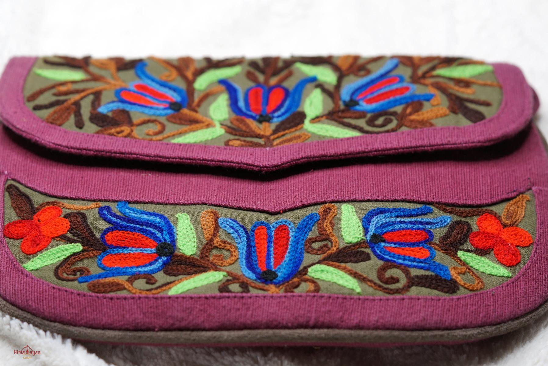 A unique style eco-friendly women's crossbody bag with hand embroidery, crafted ethically from Himalayas.