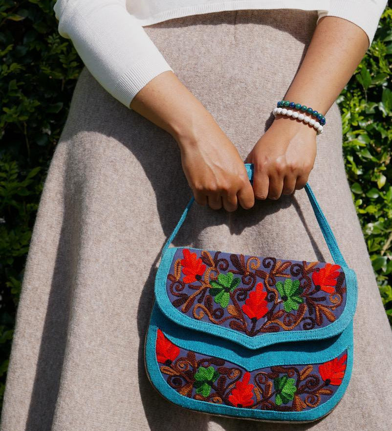 The sustainable environment friendly bags for every day uses, crafted with exquisite floral hand embroidery.