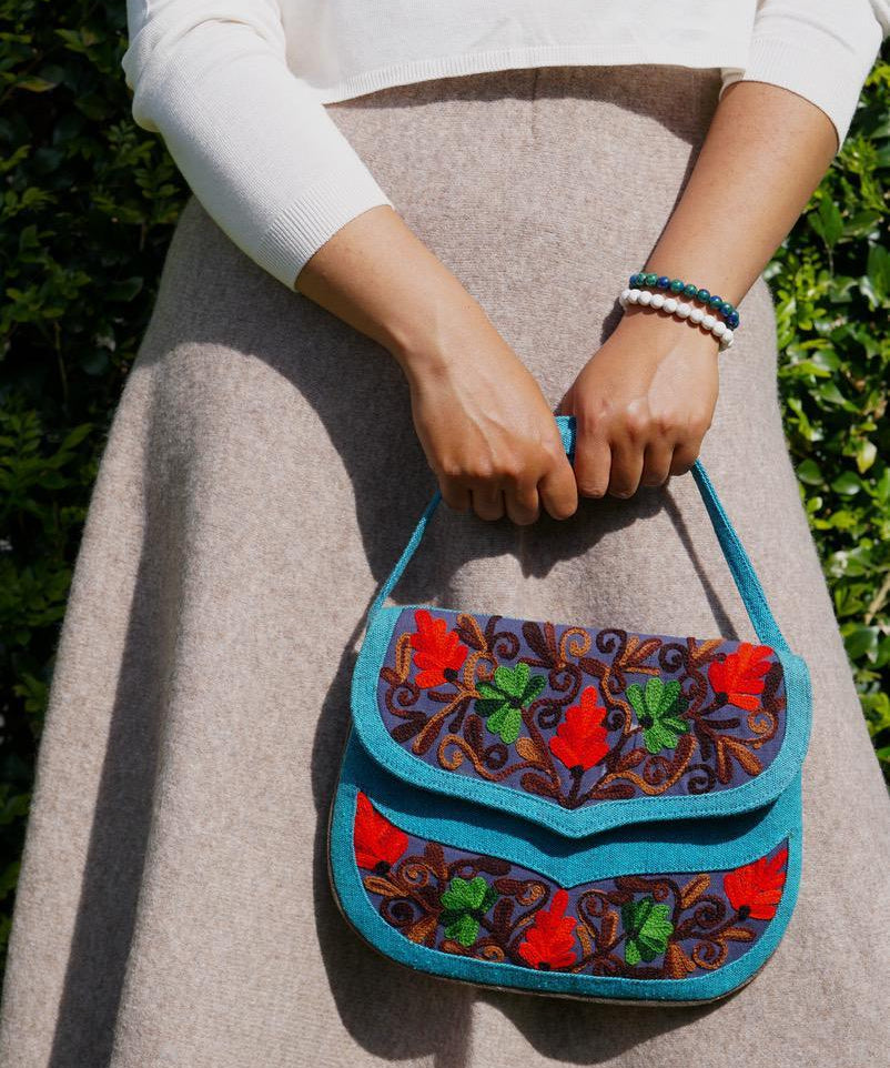 The sustainable environment friendly bags for every day uses, crafted with exquisite floral hand embroidery.