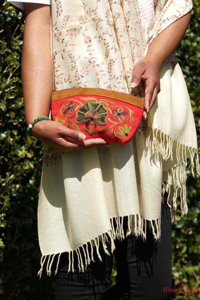 Women pouch purse with floral pattern, ultra-soft and lightweight. The pouch can be used as makeup bag or clutch that suit your style. Ethically made in Nepal.