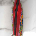 Beautiful Cashmere design pouch made with hand-embroidery design with a very fine embellishment that involves elaborate and intricate floral motifs. 