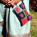 A stylist wristlet women purse for everyday use, handmade and kashmiri embroidery design for boho style. 