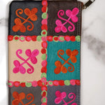 Fair trade womens purse with kashmiri design hand embroidery colorful purse.
