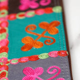 Fair trade womens purse with kashmiri design hand embroidery colorful purse.