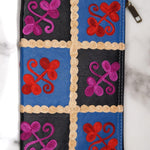 Fair trade womens purse with kashmiri design hand embroidery colorful purse.