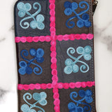 Fair trade womens purse with kashmiri design hand embroidery colorful purse.