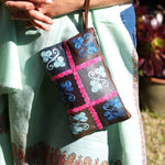 Fair trade womens purse with kashmiri design hand embroidery colorful purse.