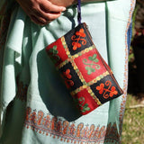 Fair trade womens purse with kashmiri design hand embroidery colorful purse.