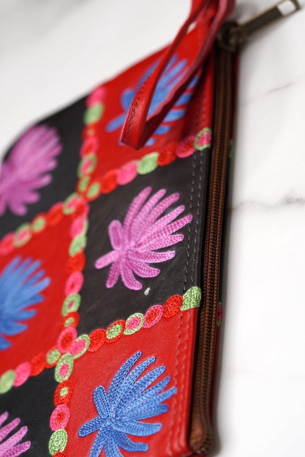 Fashionable style purse is a stunning embroidered Kashmir wallet, with a gorgeous boho style design.