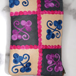 Fair trade womens purse with kashmiri design hand embroidery colorful purse.