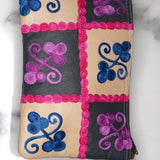 Fair trade womens purse with kashmiri design hand embroidery colorful purse.