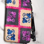 Fair trade womens purse with kashmiri design hand embroidery colorful purse.