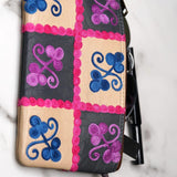 Fair trade womens purse with kashmiri design hand embroidery colorful purse.