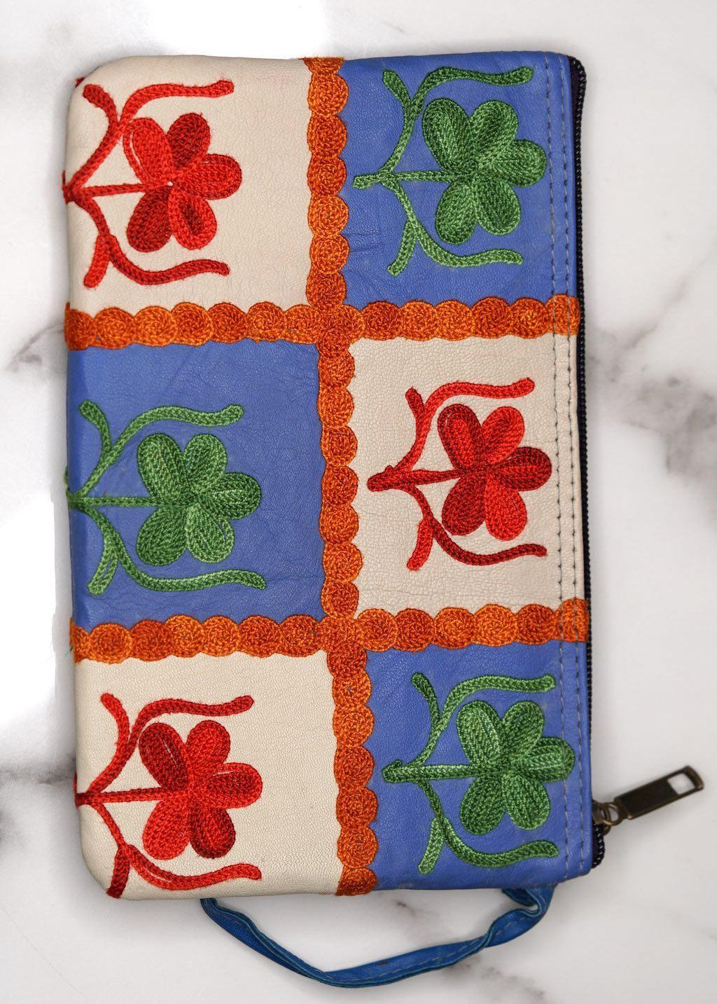 Beautiful handmade wristlet purse with Kashmiri embroidery for everyday use.