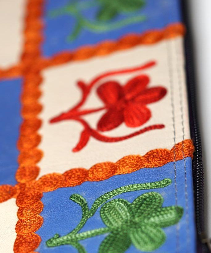 Beautiful handmade wristlet purse with Kashmiri embroidery for everyday use.
