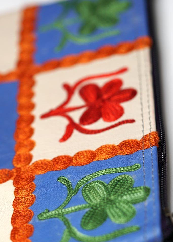 Beautiful handmade wristlet purse with Kashmiri embroidery for everyday use.