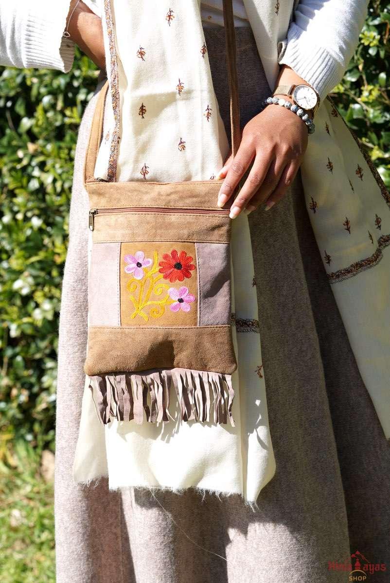 A unique style women's crossbody bag, crafted ethically from Himalayas.