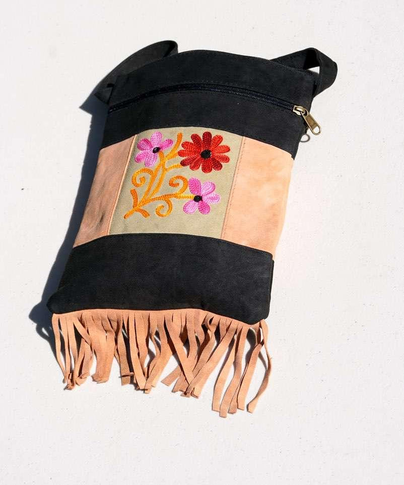 A unique style women's shoulder bag, crafted with beautiful cashmere floral embroidery to give it a chic stylish look..