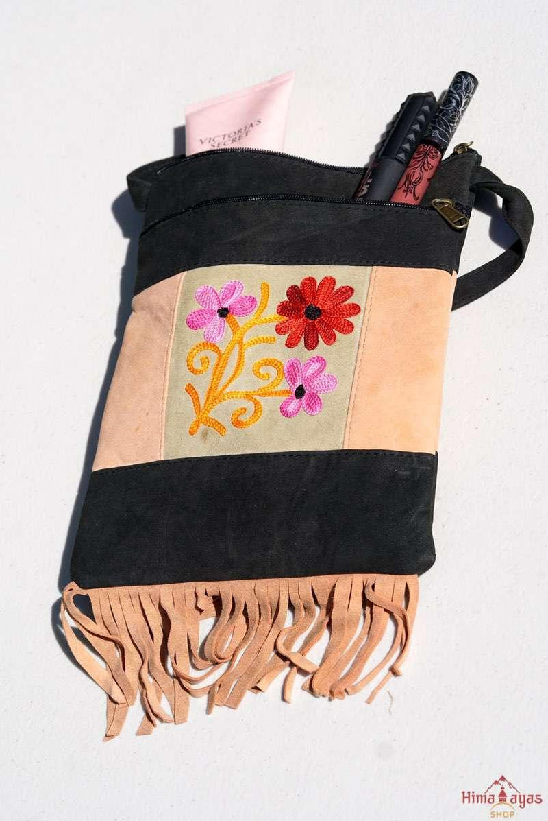 A unique style women's shoulder bag, crafted with beautiful cashmere floral embroidery to give it a chic stylish look..