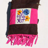 Easy to carry side bag for women, features a beautiful hand embroidered floral pattern. 