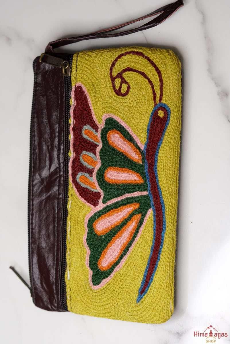 Everyday use stylish women's purse with beautiful hand embroidered colorful floral pattern.