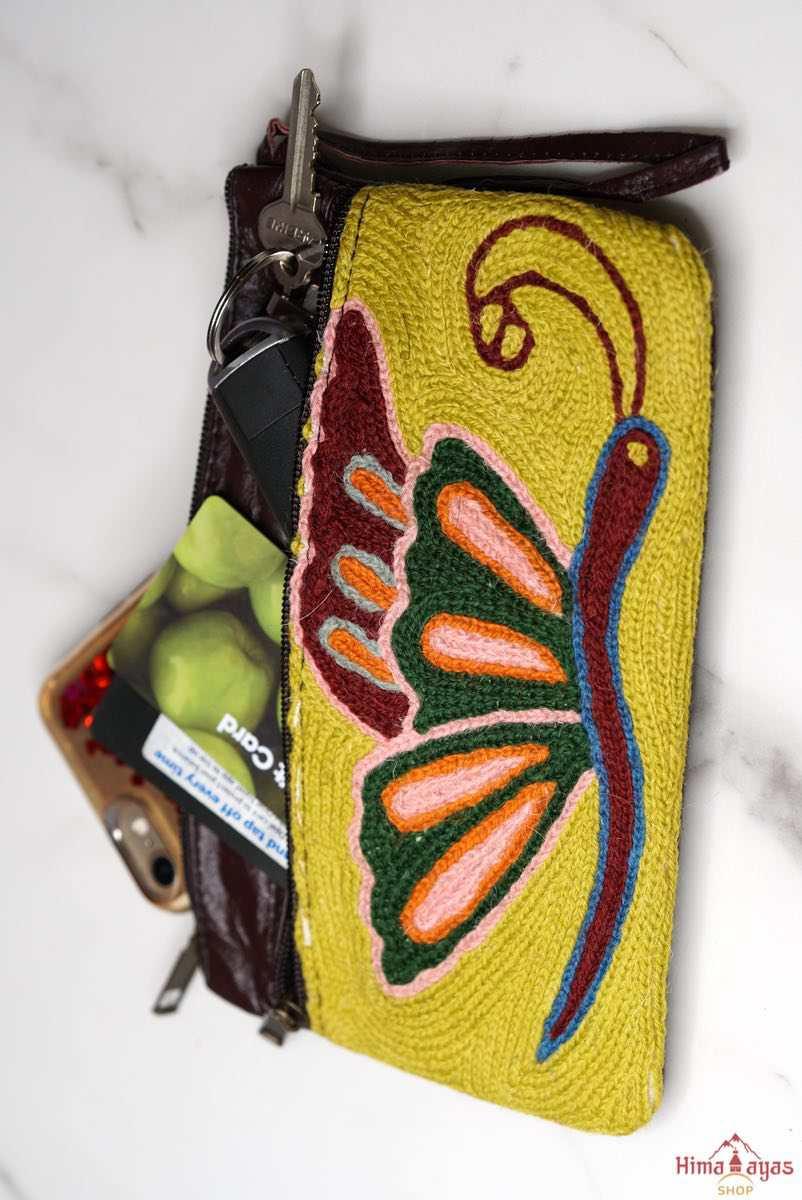 Everyday use stylish women's purse with beautiful hand embroidered colorful floral pattern.
