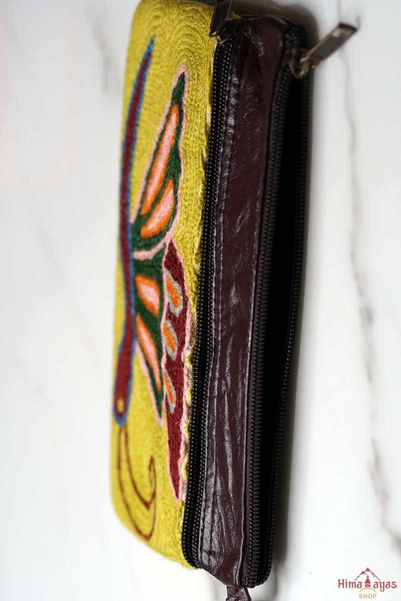 Everyday use stylish women's purse with beautiful hand embroidered colorful floral pattern.