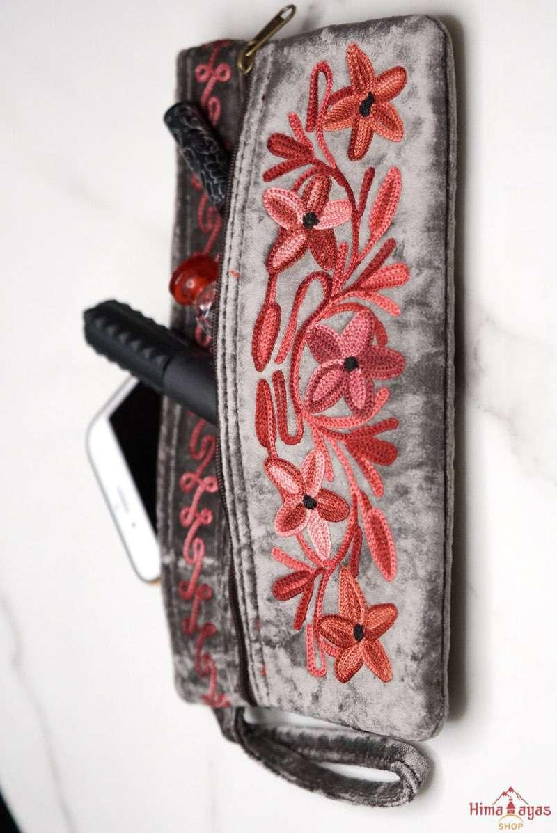 A stylist wristlet women purse for everyday use, handmade with kashmiri embroidery design for chic style. 