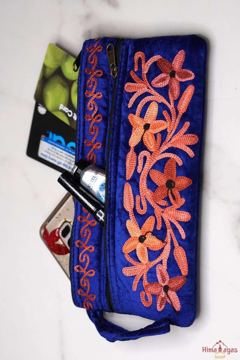 A unique style women's wristlet wallet with floral pattern, crafted ethically from Himalayas.