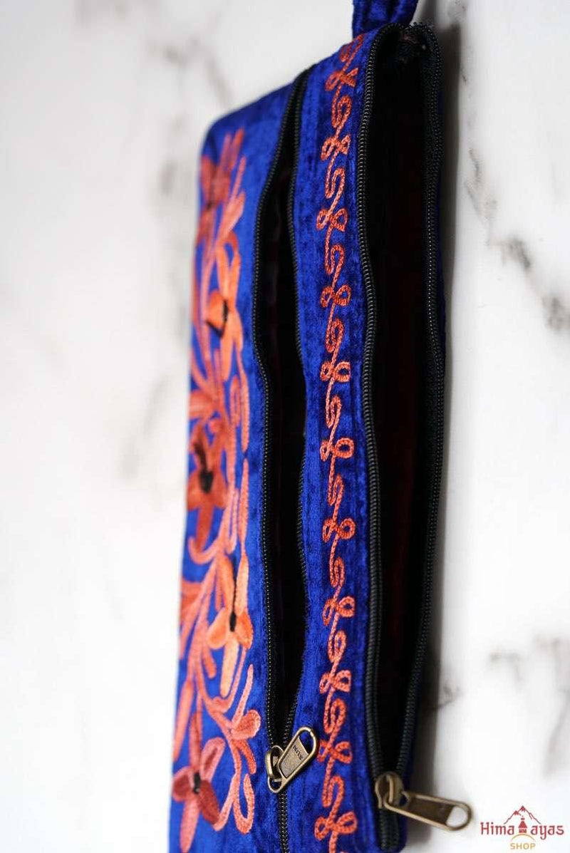 A unique style women's wristlet wallet with floral pattern, crafted ethically from Himalayas.