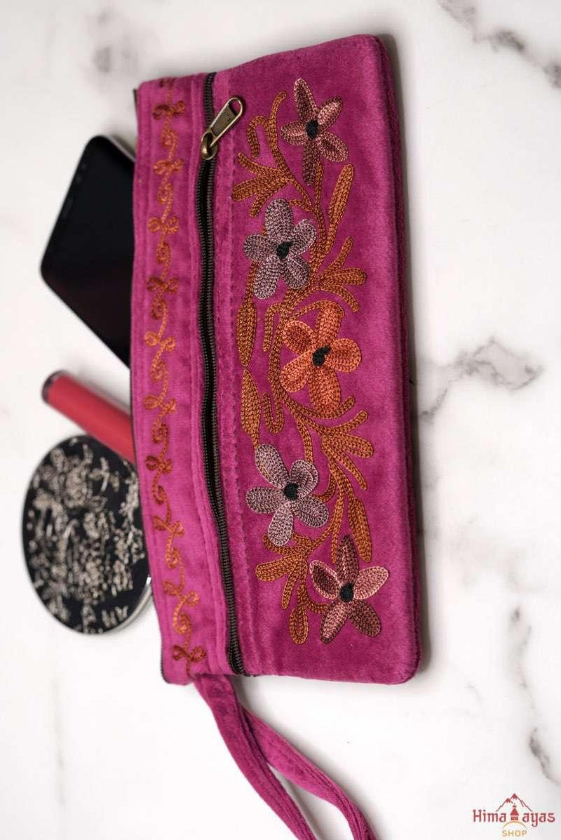 A stylist wristlet women purse for everyday use, handmade with kashmiri embroidery design for chic style.