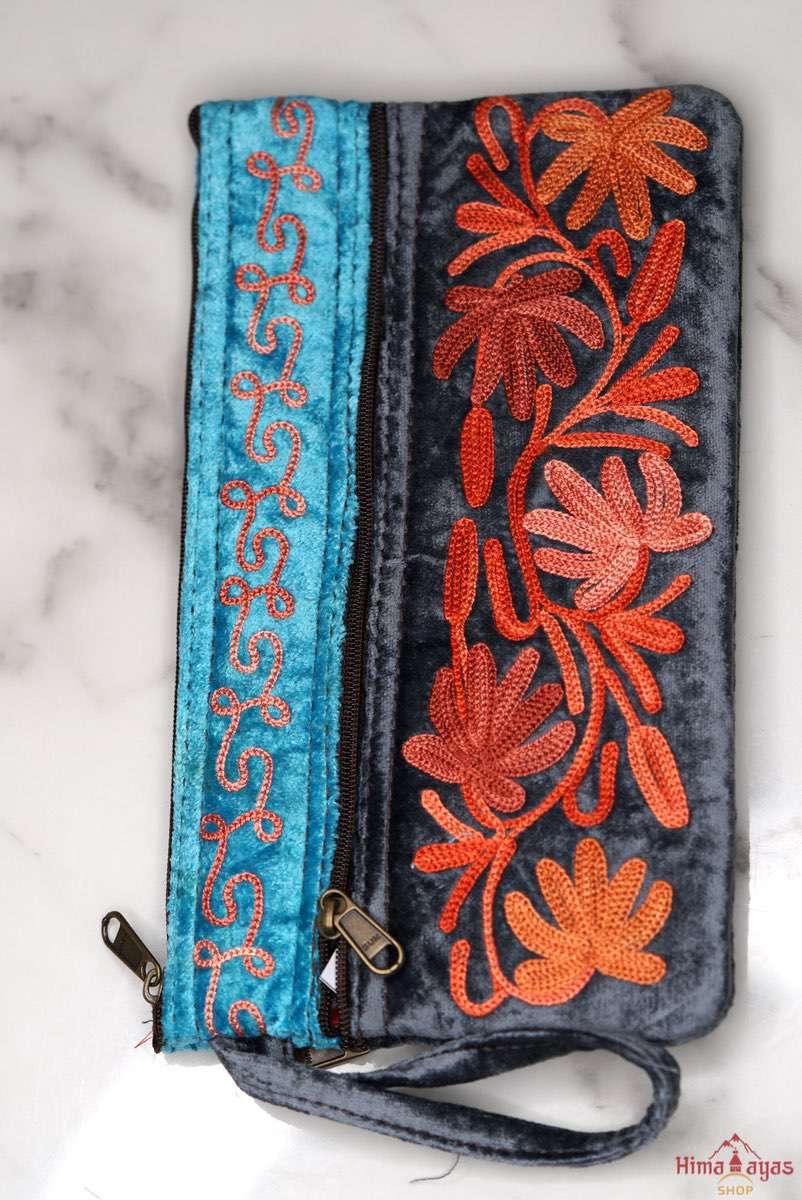 Unique style wristlet purse with hand embroidery, easy to carry and stylist design