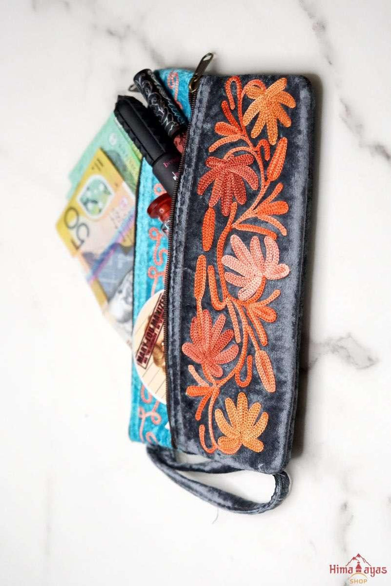 Unique style wristlet purse with hand embroidery, easy to carry and stylist design