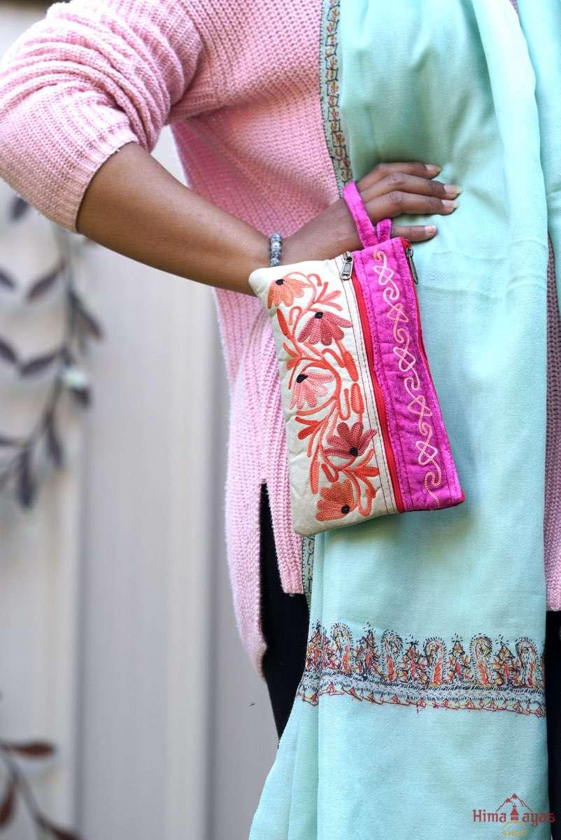 Beautiful handmade women's purse with Kashmiri embroidery